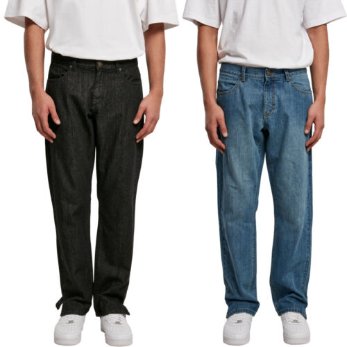 Urban Classics Straight Slit Jeans Hose Herrenhose Männerhose 5-Pocket Baumwolle - Afbeelding 1 van 18