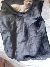 MAIDENFORM SOMETHING SPECIAL Sassy Midnight Black Lace Trim Cami Size 34