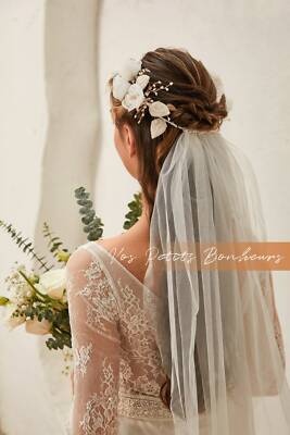 Rose Crown Veil 1 Tier Short White Veil