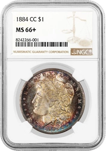 1884 CC Carson City $1 Morgan Silver Dollar NGC MS66+ Gem Uncirculated Coin