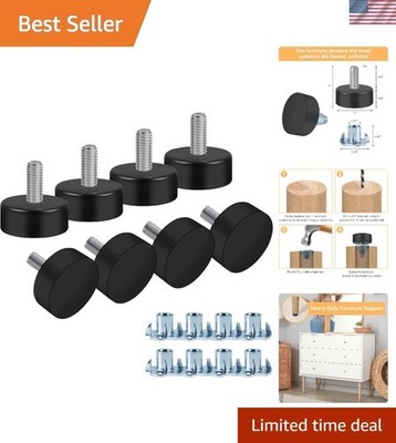 8PCS M6 Thread Adjustable Furniture Feet Levelers with Non-Slip Rubber Base