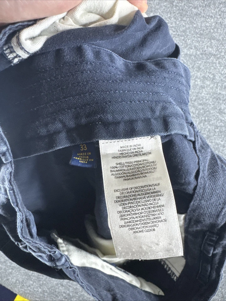 Polo Ralph Lauren Shorts Mens 33 Navy Blue Cargo Pocket Cotton Chino Baggy 10” - Image 4 of 4