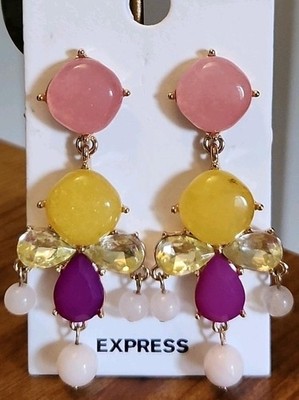 Express Colorful Multistone Chandelier Earrings Statement Piece
