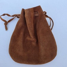 Genuine Leather Suede Drawstring Pouch Medieval/ renaissance/ medicine bags