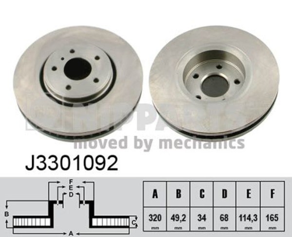 2X Bremsscheibe Nipparts J3301092 FüR Infiniti EX Y51 FX QX50 Q70 1 Q60 Hybrid-image