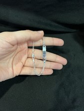 925 Sterling Silver Girls Ladies Boys Heart Name ID Figaro Chain Bracelet 6  