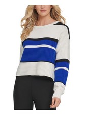 DKNY Womens White Pull Over Styling Long Sleeve Scoop Neck Sweater XL