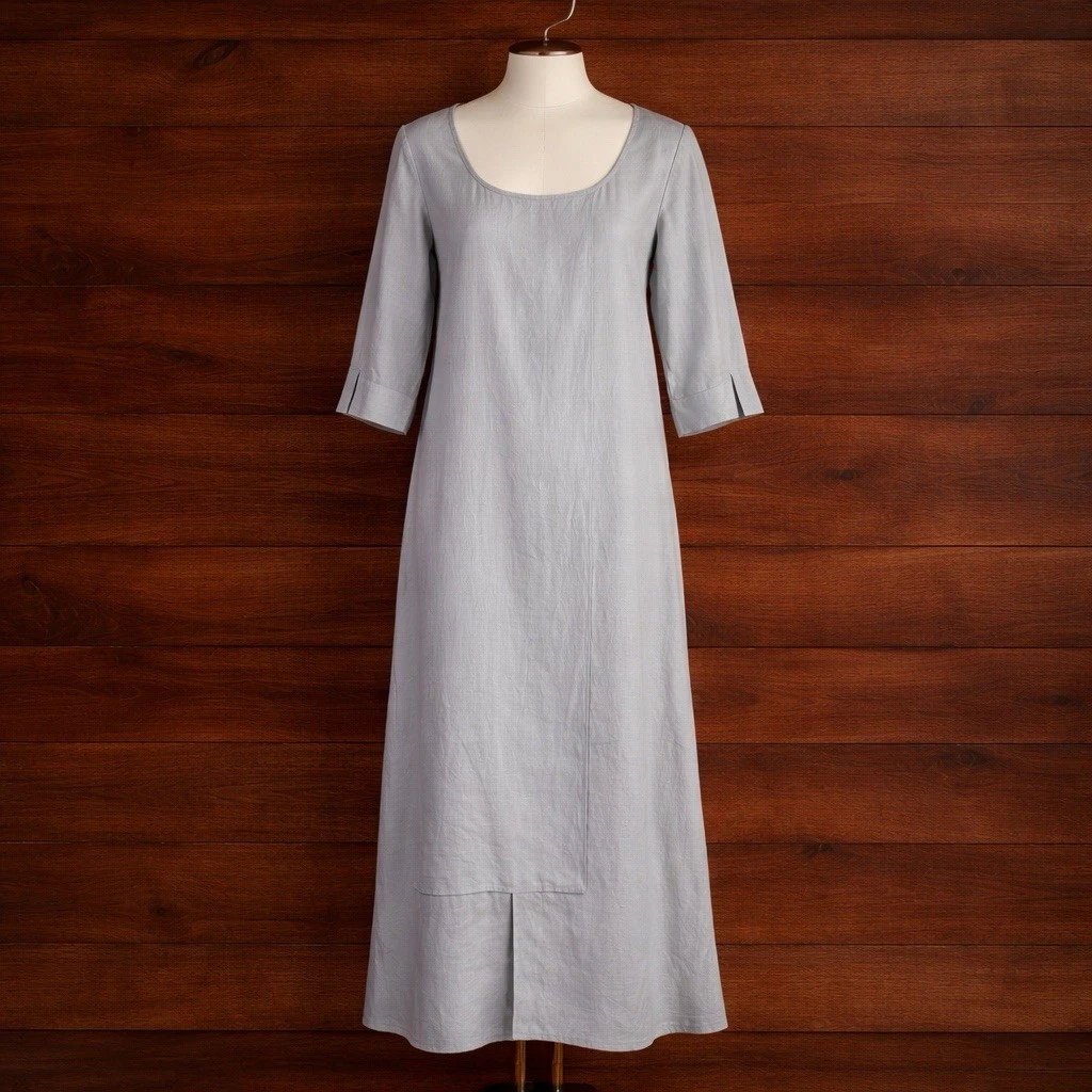 linen dress cinched waist Cinched Dress in Stretch Linen main image 1