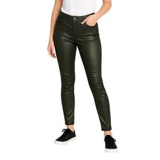 JustFab Pants Size 27 Black Faux Leather High Rise Skinny Modern Edgy Chic NEW