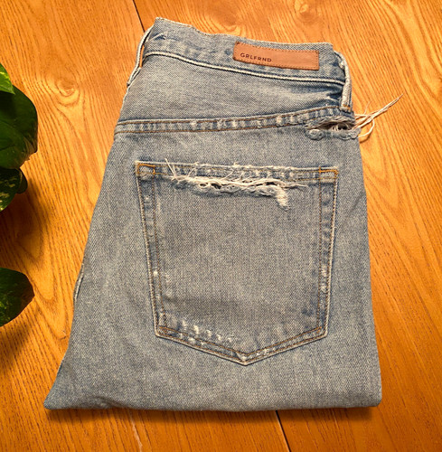 GRLFRND Karolina Ripped Button-Fly High-Waist Relaxed USA made Jeans Size 29 EUC