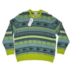 Lacoste Fair Isle Sweater 2XL Yellow Wool Alpaca Knit Unisex NWT