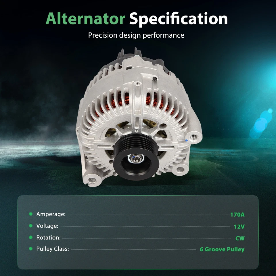 Alternator W/6-Groove Pulley For 2013-2014 Audi A4 Quattro 3.0L V6 23319 - Изображение 2 из 4