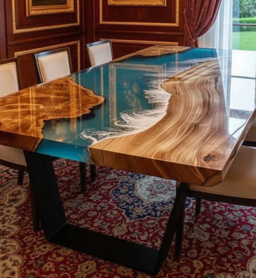Made To Order Epoxy Resin Dining Table for Hallway Room Home Decor Furniture - Image 3 of 4