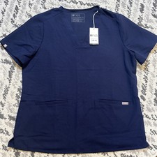 NWT Figs Casma Navy Blue Scrub Top Size XL