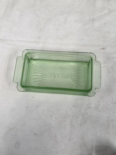 Anchor Hocking Green Depression Vaseline Uranium Glass Butter Dish Bottom Base