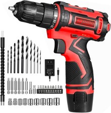 12V Cordless Drill Driver Set, 43pcs Home Tool Kit with 2-Speed  25 1 Torque