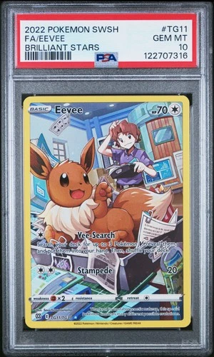 2022 Pokemon Brilliant Stars Eevee Full Art #TG11 SWSH PSA 10 Trainer Gallery