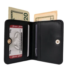 Slim RFID Bifold Wallet for Men – Genuine Leather-Handmade Minimalist ID Card