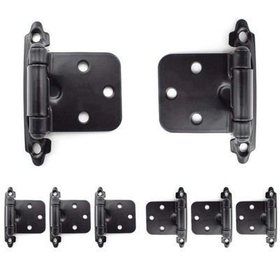 8 PCS Matte Black Overlay Cabinet Door Hinges Self Closing Flush Face Mount