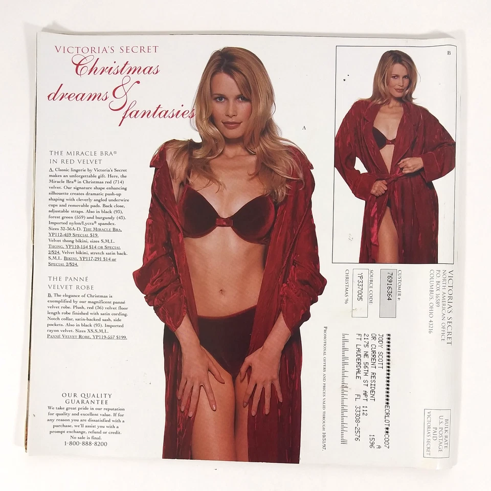 Rare Victoria's Secret Catalog Christmas 1996 Claudia Yasmeen Helena Tyra VGC - Image 2 of 4