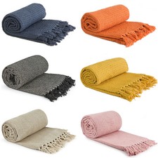 Luxury Chair Bed Sofa Throw Tassel 100% Cotton Soft Warm Fringe Blanket Throws