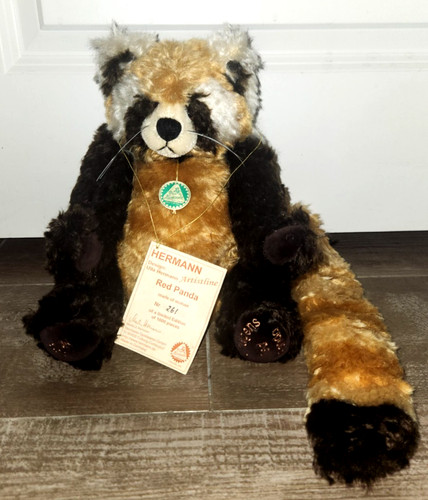 Vintage 10" Hermann Original Teddy Limited Mohair Red Panda W/Hang Tag Germany