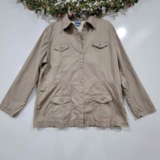 Classic Elements Tan 100% Cotton Utility Jacket Drawstring Waist, Size X Large
