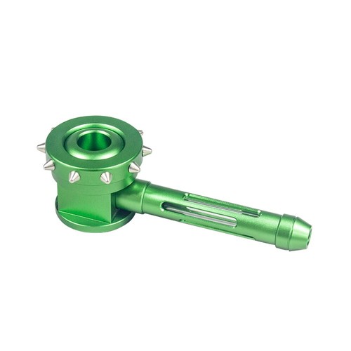 Glass 5.7" Metal Encased Glass Hammer Pipe Bowl Pipe THICK Pipe Gold Color - Picture 7 of 13