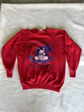 Vintage Christmas Sweatshirt Ugly Sweater XL Raglan Funny 80s Bear 90s Red USA