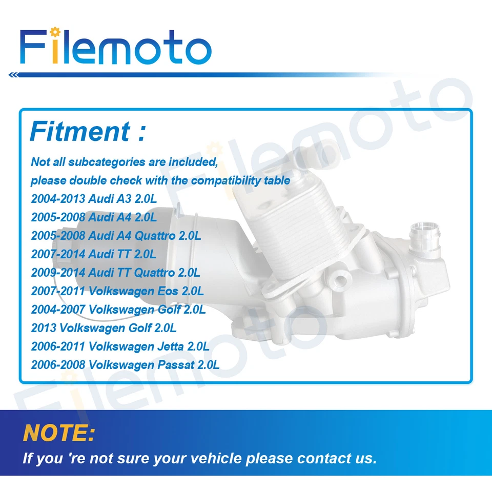 Carcasa de filtro enfriador de aceite para Audi 07-14 TT 04-13 A3 05-08 A4 Quattro 04-07 Golf Foto 3 de 4