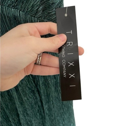 Mini abito da ballo Trixxi nuovo con etichette verde metallizzato cinturino da cacciatore nuovo con etichette ritorno a casa XS - Foto 7 di 7