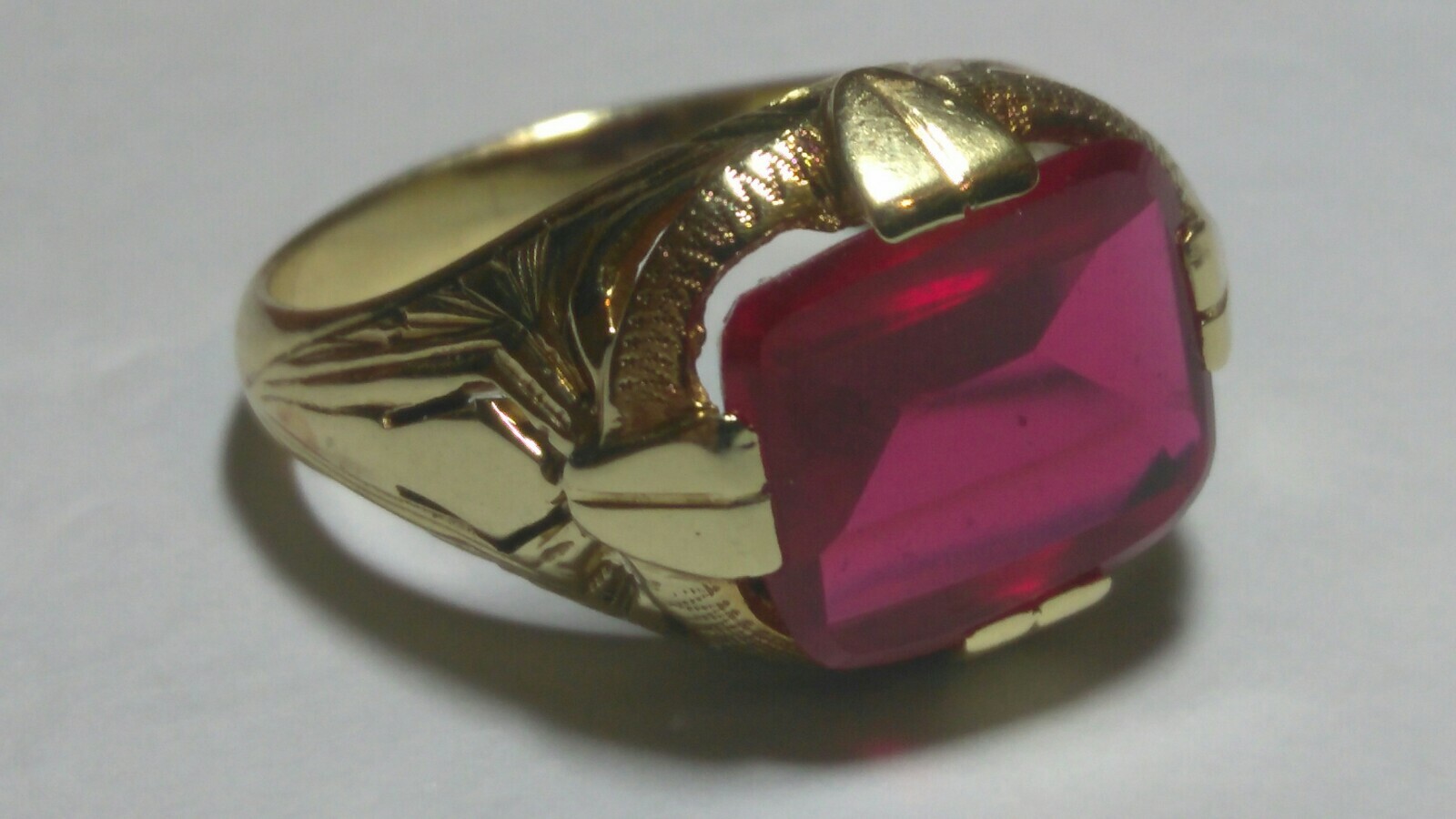 Solid 14k gold lab-created ruby ring 8.47 grams s… - image 5