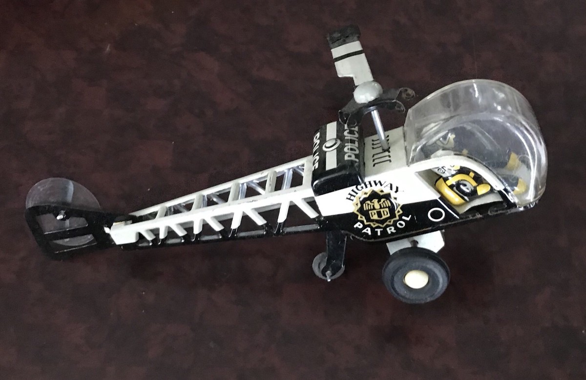 航空機・ヘリコプター cragstan VINTAGE CRAGSTAN TIN FRICTION POLICE HELICOPTER BOXED JAPAN