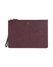 NIB Alfred Dunhill "Cadogan" Leather Pouch Bag Wrist Strap Burgundy 12" X 8.5"
