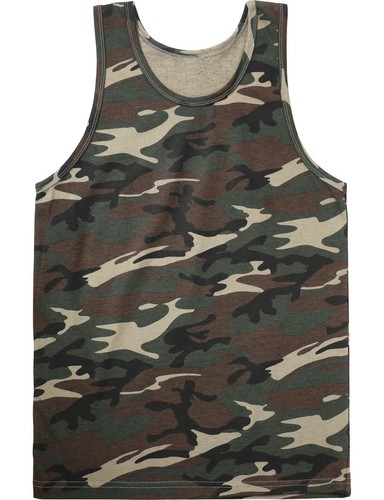 Mens TANK TOP Heavy A-Shirt Camo Cotton Basic Muscle Gym Workout Sleeveless Tee - Picture 27 of 32