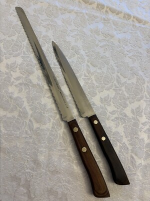 Lot Of 2 Vtg Vanadium USA Flint Stainless Steel Knives