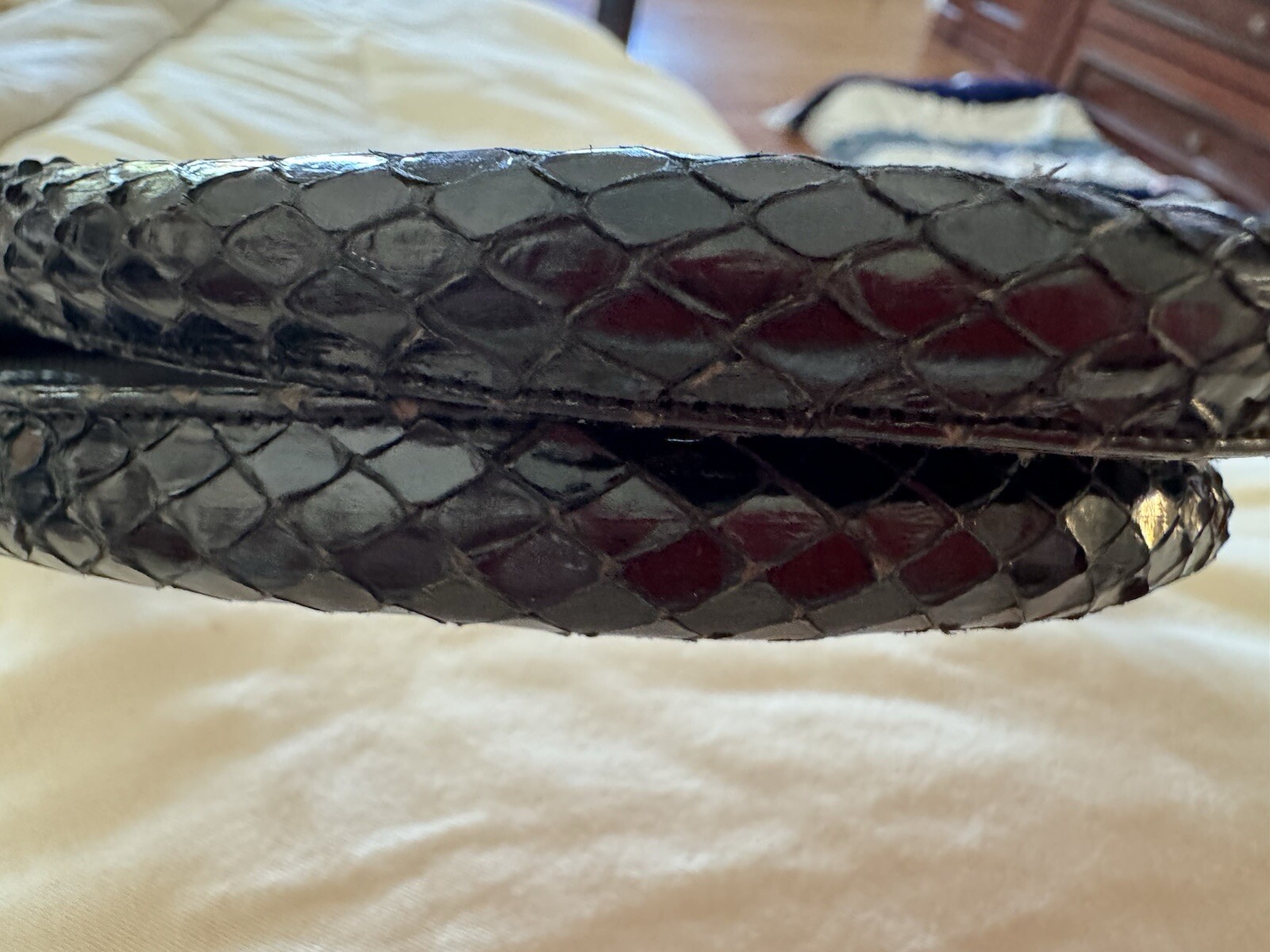 Vintage Judith Leiber Black Python Snakeskin Hand… - image 7