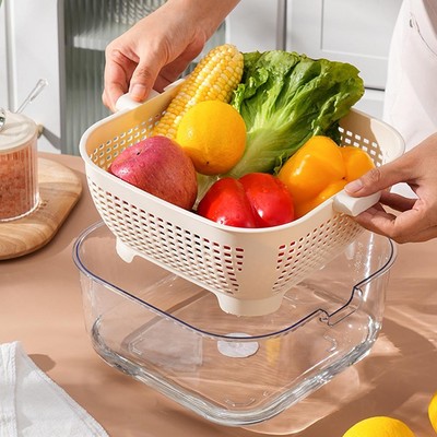 Multifunctional Vegetable Washing Baskets Double Layer Fine Holes For Kitc D1P0