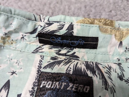 POINT ZERO Black Label Men's Floral Palm Hawaiian Aloha Linen Button Shirt - XL - Picture 11 of 14