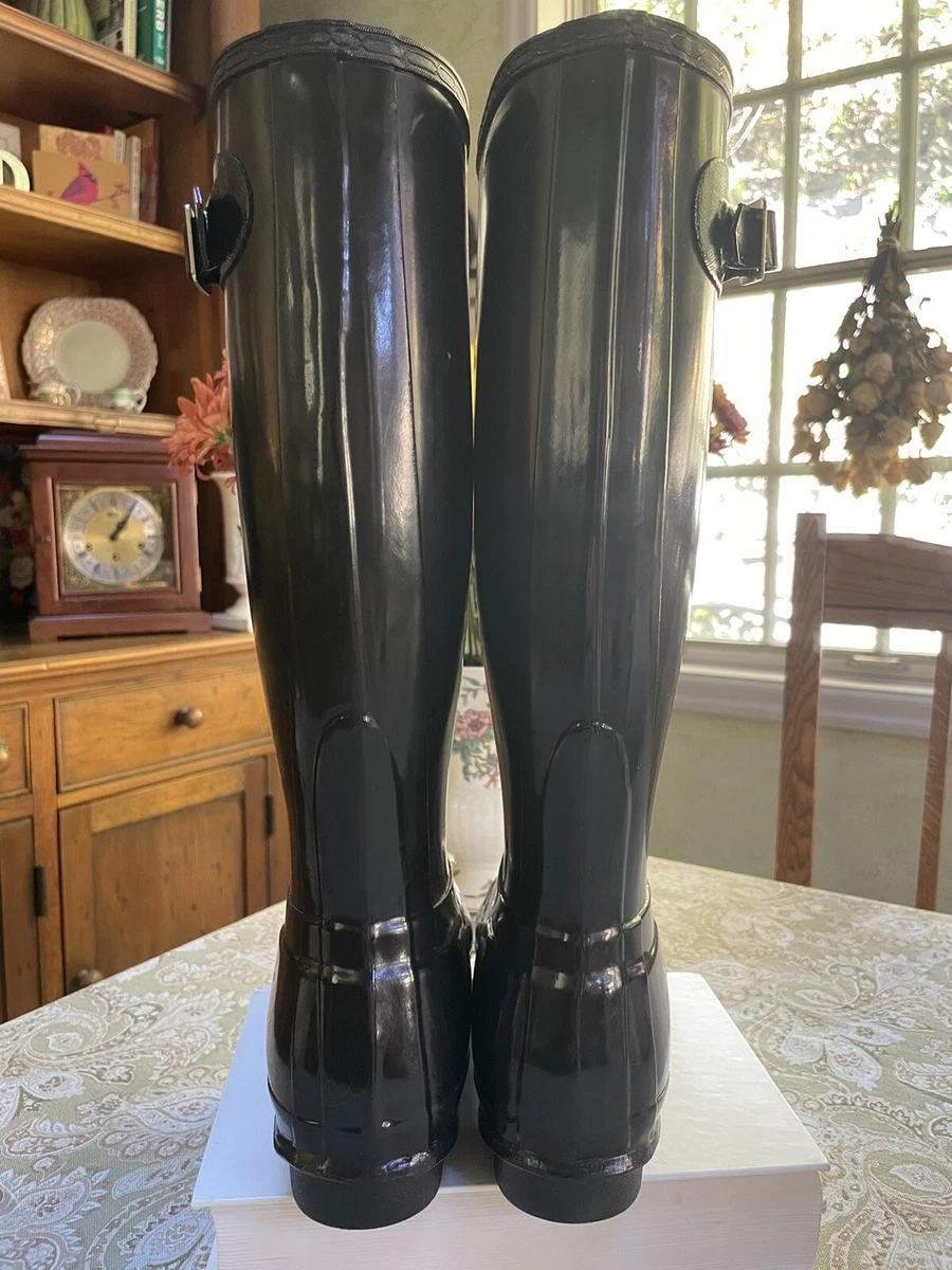 Hunter shiny black boots cheap
