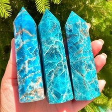 Natural Apatite Healing Crystal Tower Point Wand Reiki Obelisk Home Decor Gift