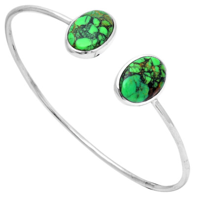 Grün Matrix Türkis 925 Sterling Silber Armreif Armreif Armband Schmuck B-1004