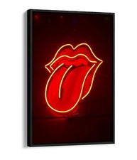 NEON SIGN ROLLING STONES -DEEP FLOATER/FLOAT EFFECT FRAMED CANVAS WALL PRINT