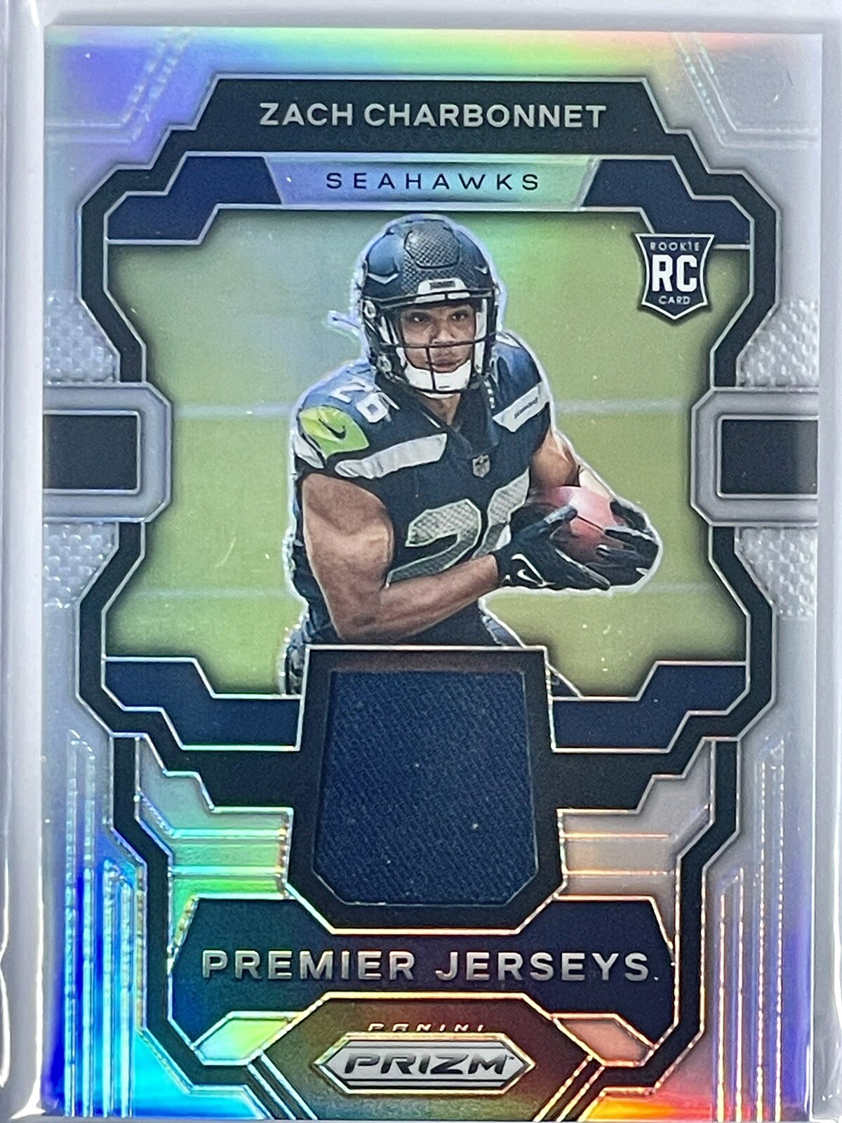 2023 Panini Prizm Zach Charbonnet Premier Jerseys Silver Prizm # PJ-ZC Seahawks