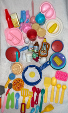 Lot of 60 Plastic Play Food and Dishes Chilton Globe Preschool 90s R5