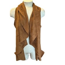 Look Faux Suede Camel Brown Women’s Shawl Vest One Size Nwt