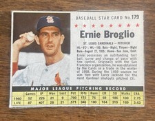 1961 Post - Ernie Broglio #179 Hand Cut
