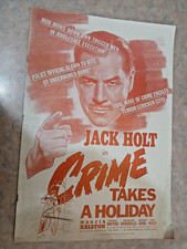 SCARCE 1938  CRIME TAKES A HOLIDAY W/ JACK HOLT- CRIME- FILM NOIR PRESSBOOK