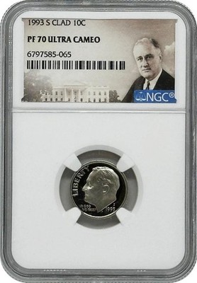 1993-S Proof Roosevelt Dime Coin 10 Cents NGC PF70 Ultra Cameo