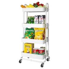 4-Tier Metal Mesh Utility Rolling Cart Storage Organizer Trolley Services